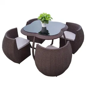 Modern Outdoor Garden Furniture Set Waterproof PE Rattan Wicker Dining Table Chairs Aluminum Patio Set for Hotel Living Room