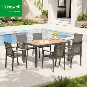 Modern Outdoor Patio Dining Table Bistro Chair Set Waterproof Metal Mesh Chairs for Courtyard or Exterior Entry Use