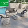 Modern Outdoor Patio Furniture Set Aluminum Garden Sofa Coffee Table Leisure Rope Woven Metal Rattan for Hotels Entrances