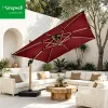 Modern Outdoor Sunshade Umbrella with Aluminum Pole-Waterproof LED Light for Courtyard Park Shop Cafe Wedding Camping Use