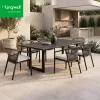 Modern Outdoor Villa Luxury Aluminum Armrest Lightweight Stackable Quick-Dry Waterproof Garden Dining Table Chair Set