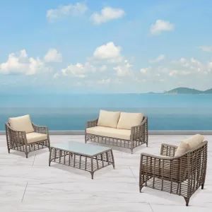 Modern Outside Garden Wicker Couches Loveseat Furniture Outdoor Patio Rattan Aluminum Conversation Sectional Sofa Set on Sale