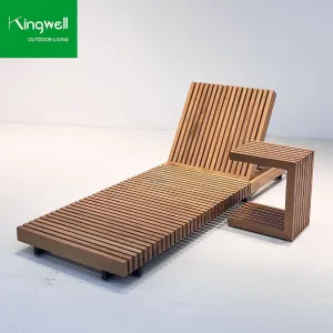 Modern Pool Furniture Teak Wood Lounger Sun Beds Sun Loungers Outdoor for Hotels Pools Beaches Villas Durable Courtyards