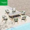 Modern Portable Outdoor Aluminum Dining Table and Chair Set Versatile Extendable Furniture for Apartments Parks Gardens