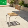 Modern Portable Waterproof Eco-Friendly Teak Wood Lounge Thick Garden Dining Chairs for Coffee Shop Restaurant Patio Balcony