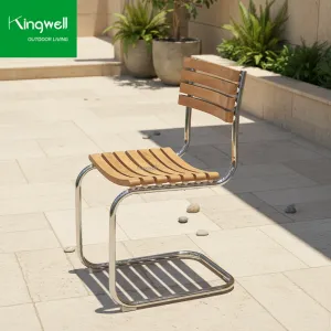 Modern Portable Waterproof Eco-Friendly Teak Wood Lounge Thick Garden Dining Chairs for Coffee Shop Restaurant Patio Balcony
