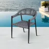 Modern Stackable Grey Garden Porch Armchairs Furniture Outdoor Patio Cafe Readily Available Rope Aluminum Dining Chairs on Sale