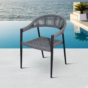 Modern Stackable Grey Garden Porch Armchairs Furniture Outdoor Patio Cafe Readily Available Rope Aluminum Dining Chairs on Sale