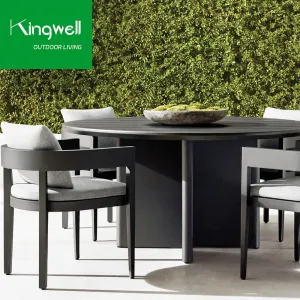 Modern Style Dining Set for Restaurant Factory Direct Outdoor Patio Furniture Aluminum Garden Chairs Wood Table for Hotels
