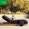 Modern Style Wood Outdoor Furniture Adjustable Sun Loungers Beach Sun Bed Hotel Chaise Lounge Chairs for Courtyard for Villas