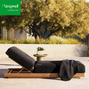 Modern Style Wood Outdoor Furniture Adjustable Sun Loungers Beach Sun Bed Hotel Chaise Lounge Chairs for Courtyard for Villas