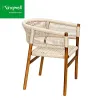 Modern Wonderful Teak Wooden Solid Waterproof UV Printed Garden Furniture Outdoor Patio Dining Chair Woven Rope Hotel