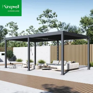 Motorized Waterproof Aluminum Outdoor Pergola Gazebo Sliding Glass Eco-Friendly Modern Design Thermal Outdoor Furniture