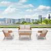 New Brown Garden Balcony Wicker Aluminum Conversation Loveseat Home Furniture Outdoor Patio 4 Piece Rattan Sofa Set on Sale
