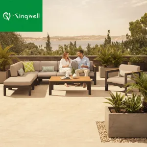 New Design Foshan Furniture Outdoor Waterproof Corner Sofa Set Combination L Shape Sofa for Hotel Villa