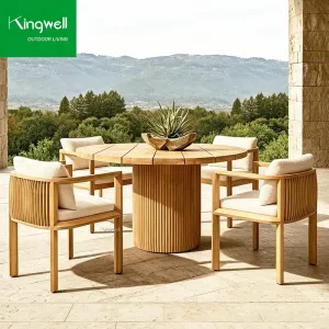Nordic Design Outdoor Living Room Hotel Terrace Garden RH Teak Table Chairs Villa Courtyard Waterproof UV Resistant Movable