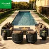 Nordic Style Eco-Friendly Solid Teak Wood Garden Sofa Durable Rope Woven Outdoor Furnitures for Home Villas