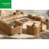 Nordic Style Patio Furniture Teak Wood Seating Sectional L Shape Waterproof Outdoor Sofa for Home Villas Resorts Projects