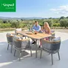 OEM ODM Manufacturer Modern Waterproof Outdoor Furniture Aluminum Rope Dining Table and 6 Chairs for Balcony Villas Resort