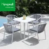 Outdoor Aluminum Furniture Rope Woven Chair Metal Dining Set for Garden Park Living Room Table and Chair with 6 Fabric Seats