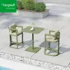 Outdoor Furniture Portable Aluminum High Bar Stools Comfortable Patio Bar High Table and Chairs Living Home Hotel Courtyard
