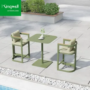 Outdoor Furniture Portable Aluminum High Bar Stools Comfortable Patio Bar High Table and Chairs Living Home Hotel Courtyard