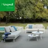 Outdoor Furniture Sofa Aluminium Rope 2 Seater Restaurant Outdoor Lounger Armrest Sofa Set with Coffee Table