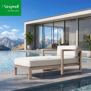 Outdoor Garden Courtyard Villa Chaise Lounge Bed Leisure Hotel Swimming Pool Teak Wood Daybed