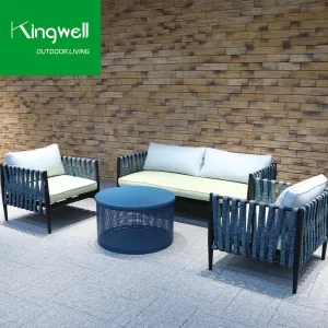 Outdoor Garden Furniture Sofa Modern Patio Courtyard Leisure Lounge 2 Seater Powder Coated Aluminum Sofa Luxury Outdoor Sofa