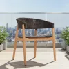 Outdoor Patio Cafe Shop Furniture Garden Chair Nordic Solid Wood Leisure Chairs Restaurant Wooden Rattan Cane Back Dining Chairs