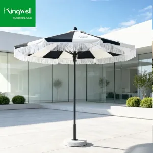 Outdoor Sunshade Umbrella with Steel Pole-Large LED Light Umbrella for Courtyard Shop Cafe Stall Wedding Camping Use