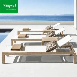 Outdoor Teak Wood Lounge Garden Pool Furniture Luxury Swimming Pool Chaise Loungers for Hotel Beach Villas