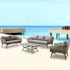 Outside Exterior Seating Area Patio Sectional Conversation Setting Furniture Outdoor Garden Aluminum Rope Couch Sofa Set on Sale