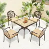 Patio Cafe Dining Aluminum 4 Seater Armchairs Furniture Outdoor Garden Balcony 5 Piece Cast Aluminum Table and Chair Dining Set