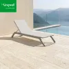 Poolside Modern Aluminum Sunbed Outdoor Folding Chaise Lounge Chair Wheels Portable UV Resistant Eco-Friendly Swimming Pool