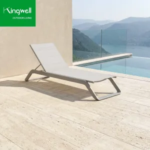 Poolside Modern Aluminum Sunbed Outdoor Folding Chaise Lounge Chair Wheels Portable UV Resistant Eco-Friendly Swimming Pool