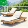 Premium Customization Modern Outdoor Single Recliner Waterproof Eco-Friendly Teak Sun Loungers Side Table for Hotel Park Use
