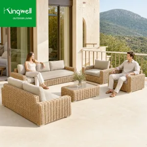 Rattan Wicker Garden Furniture Lounge Aluminum Outdoor Sofa Set for Hotel Patio Commercial Project