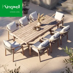 6 Seats Garden Furniture Dining Table Sets Teak Wood Outdoor Dining Table and Chair Set for Restaurant Hotel Projects