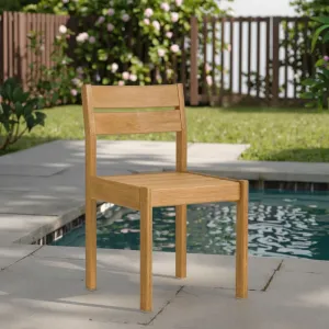 Solid Teak Wood Outdoor Garden Chairs Comfortable Modern Design Patio Dining Chairs with Natural Finish Portable for Hotel Use