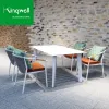 Stacking Rope Garden Furniture Restaurant Outdoor Chairs Set Aluminum Patio Dining Table Sets for All Weather