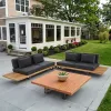 Stylish Waterproof Teak Wood Patio Sofa Set Modern Practical Outdoor Furniture for Courtyard Hotel Park for Living Room