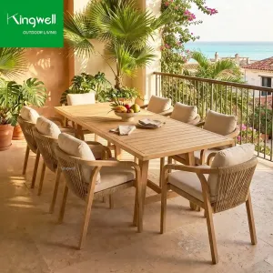 Teak Wood Outdoor Furniture Table and Chair Set Waterproof Hotel Courtyard Outdoor Dining Set for Villa Resistant Garden