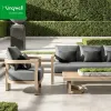 Teak Wood Outdoor Sofa Set with Waterproof Cushion for Dining Hotel Park Use-Eco-Friendly Modern Design
