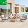 Vintage Commercial Outdoor Patio Leisure Furniture Aluminum Waterproof Textilin Garden Sofa Set for Hotel