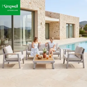 Vintage Commercial Outdoor Patio Leisure Furniture Aluminum Waterproof Textilin Garden Sofa Set for Hotel