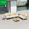 Vintage Outdoor Furniture Lounge Sofa Sets with Coffee Table Aluminum L Shape Module Garden Sofa for Backyard Courtyard Hotel