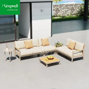 Vintage Outdoor Furniture Lounge Sofa Sets with Coffee Table Aluminum L Shape Module Garden Sofa for Backyard Courtyard Hotel