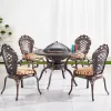 Waterproof Patio Park Events Dining Room Set Balcony Outdoor Garden Cast Aluminum BBQ Grill Smart Table Charcoal 4 Seater Chairs