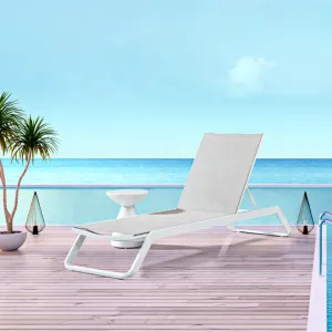 White Exterior Adjustable Poolside Beach Chaise Lounge Sunbed Set Furniture Outdoor Patio Pool Aluminum Sun Lounger Chairs